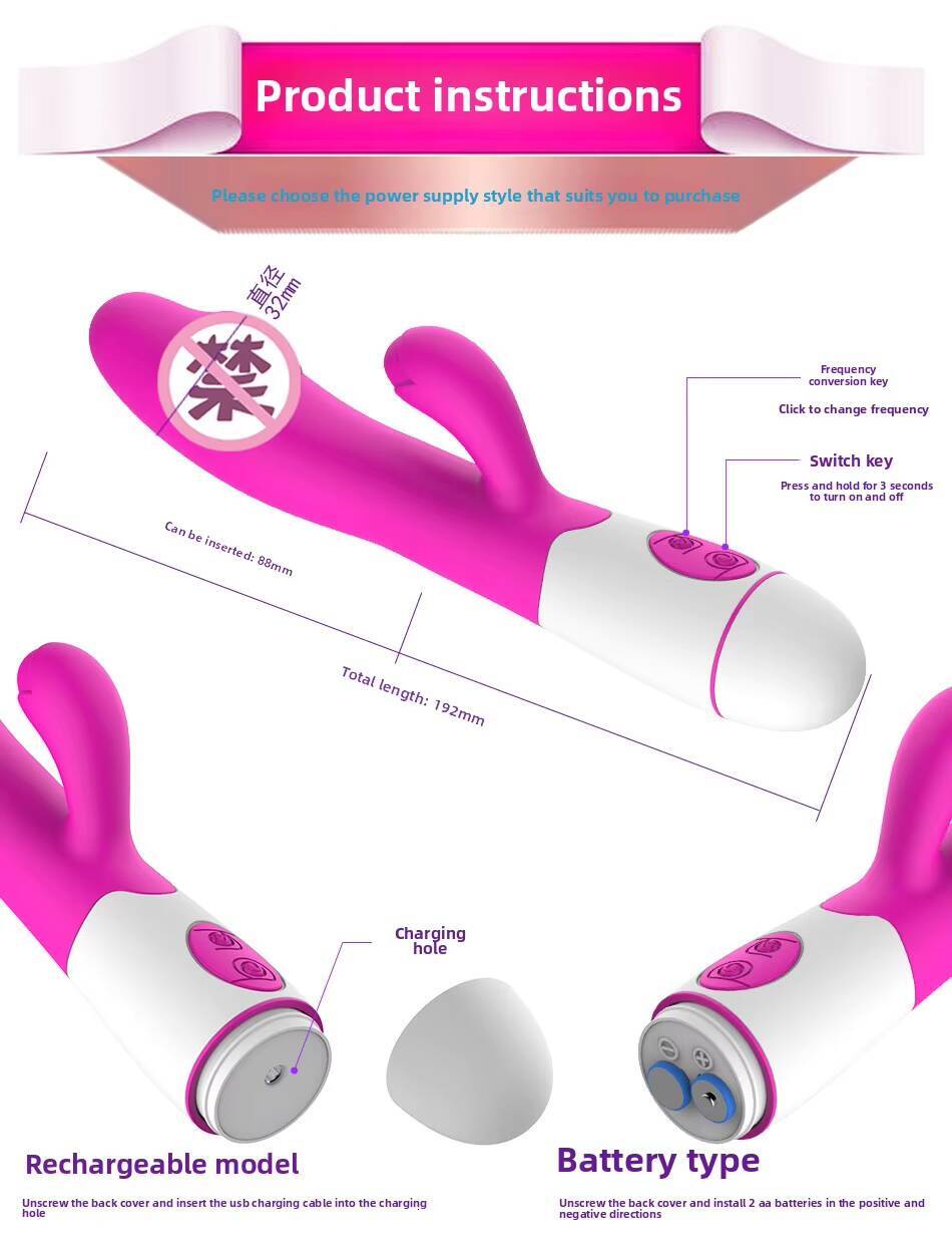 Female G-Spot Mini Adult Massage Equipment Double Shock AV Stick Vibrator with 10 Speed Frequencies Fun Sex Products