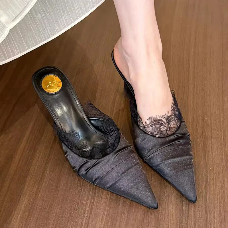Elegant high heels sliding toe sandals sexy pump shoes summer fashion trend dress Zapatillas Mujer 250418