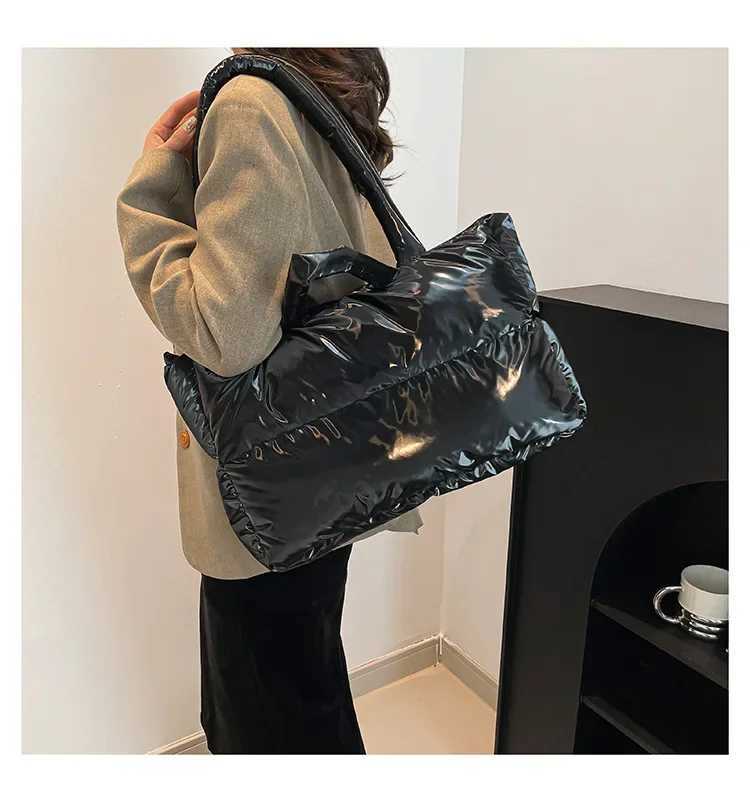 Fi Large Capacity Puffer Shoder Bags Padded Wen Handbags Casual Nyl Quilted Big Tote Bag Warm Winter Shopper Purses Y251121