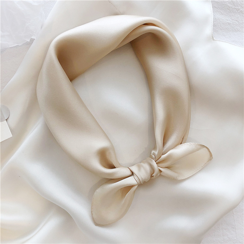 K469 100% mulberry silk small square scarf classic solid color silk small scarf women spring summer autumn professional decorative small scarf