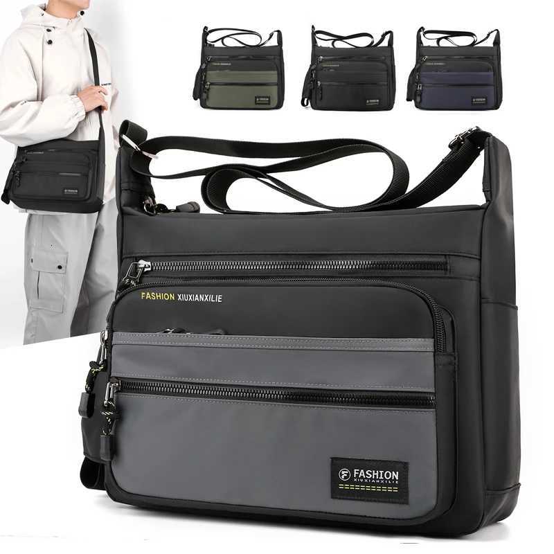 Minimalist Mens Shoulder Bag Large Capacity Durable Mens Crossbody Bag Waterproof Nylon Multi-Compartment Casual Mens BagT251121