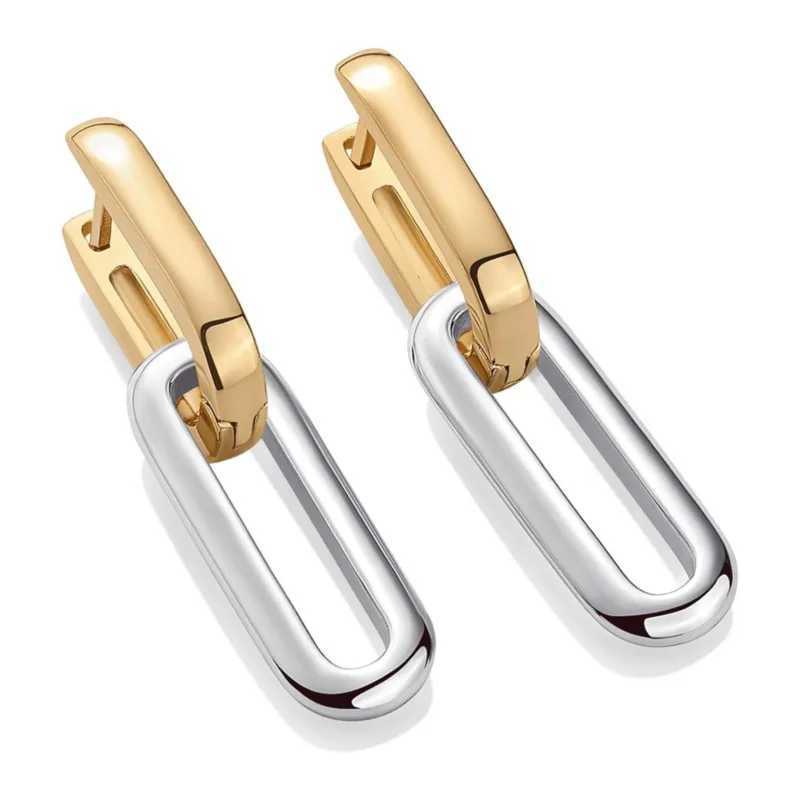 Womens Two tone U-shaped Hoop Earrings Exaggerated Hip Hop Punk Earrings Party Jewelry WholesaleXJ250421