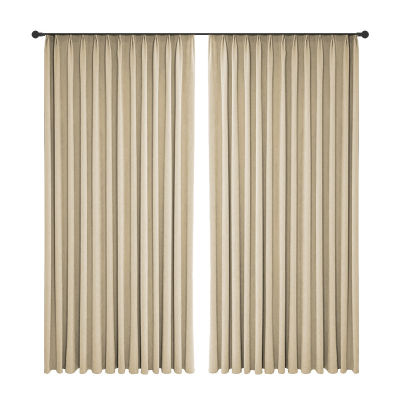 T0409 cheese cashmere chenille blackout curtains custom light French style bedroom living room Shaoxing simple light luxury curtain wholesale