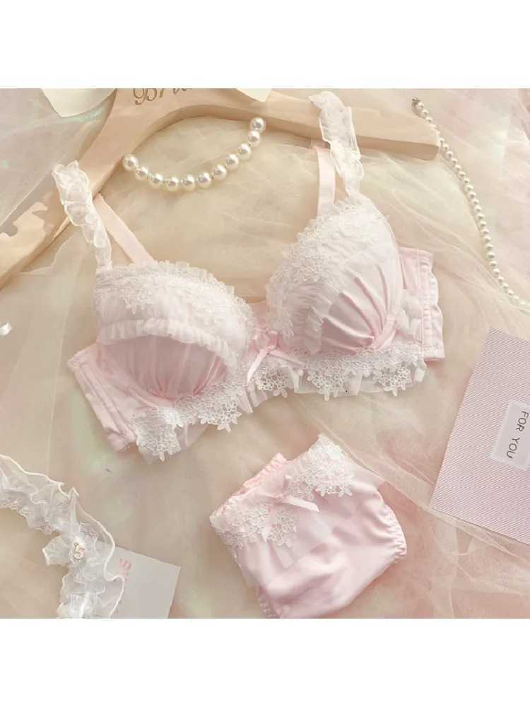 YUQI Japanese Style Kaii Sexy Underwire Bra Panty Set G Cup Large Cup Sheer Lace Demi Bra Pure Desire Bralette for WomenXJ251106