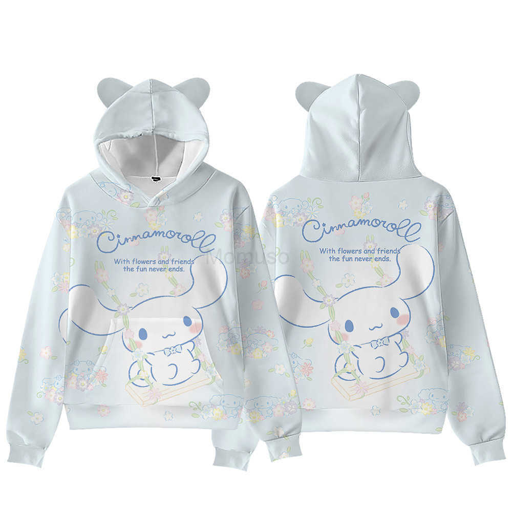 Sanrio 3D New Big-Eared Dog Cinnamoroll Cat Ear Hoodie Digital Print Hooded Sweatshirt for Adults and Children H251121