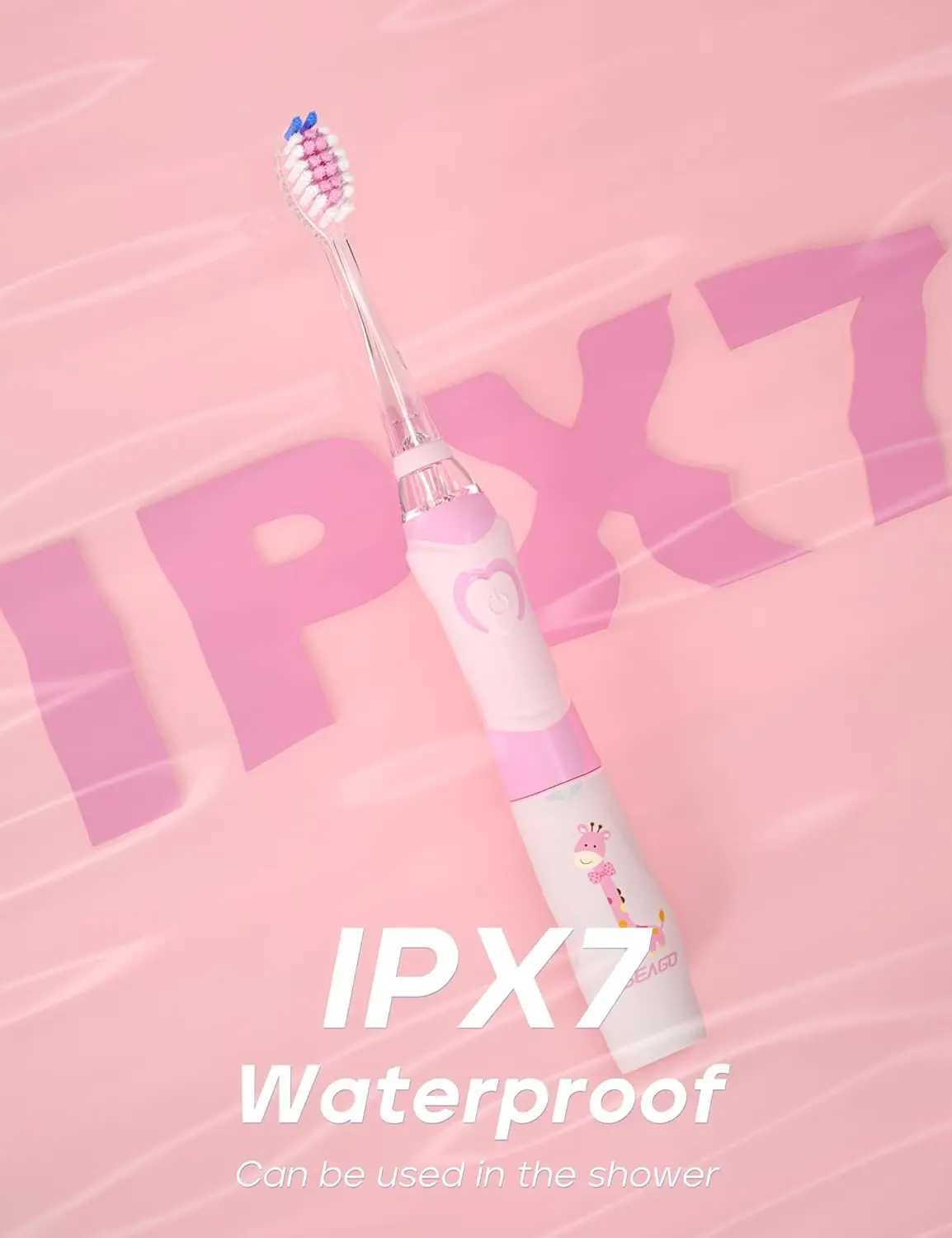 Seago Electric Toothbrush for Kids Sonic Clean Teeth Special Soft Brush for Kids 2 Minutes Timer with 8 Extra Brush Heads C251121