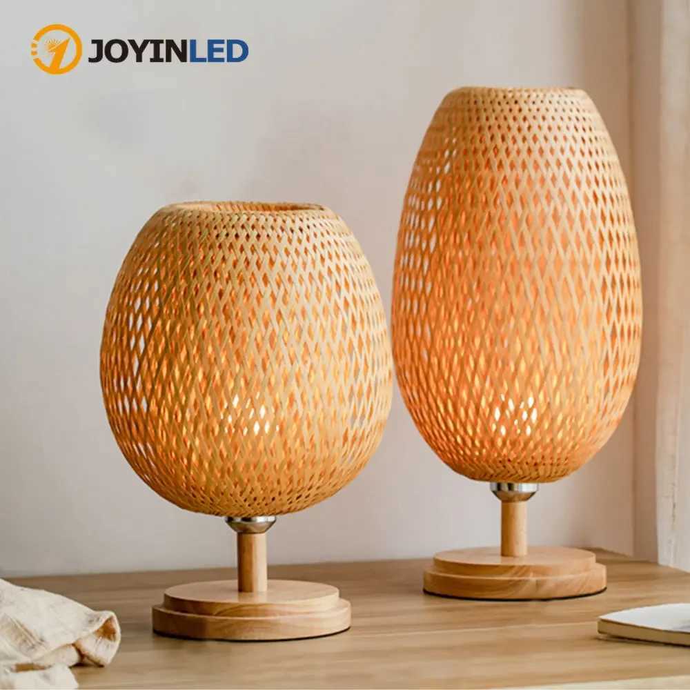 Bamboo Weaving Table Lamp Creative Handmade Rattan Bedroom Restaurant Bedside Desk Lights Chinese Pastoral Retro Table Light C251121