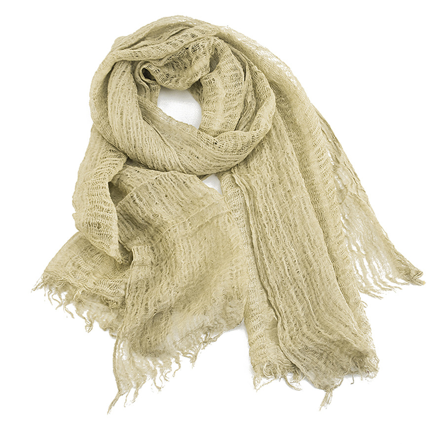 K939 2024 spring and summer thin solid color linen scarf tie-dye retro style women's scarf tassel decorative sunscreen shawl
