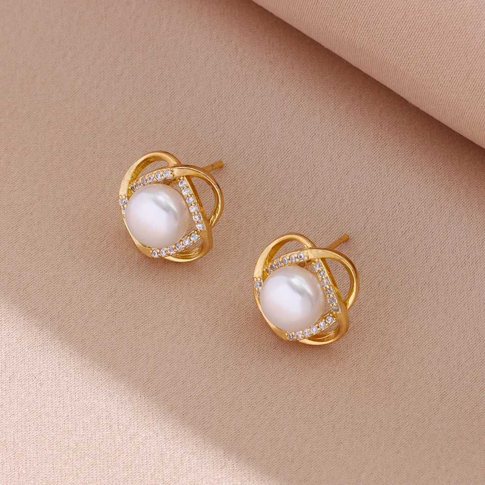 New Vintage Pearl Pendant Necklaces Earrings For Women Female Daily Wear Stainless Steel Jewelry Set Girls Party Gift WholesaleXJ251121