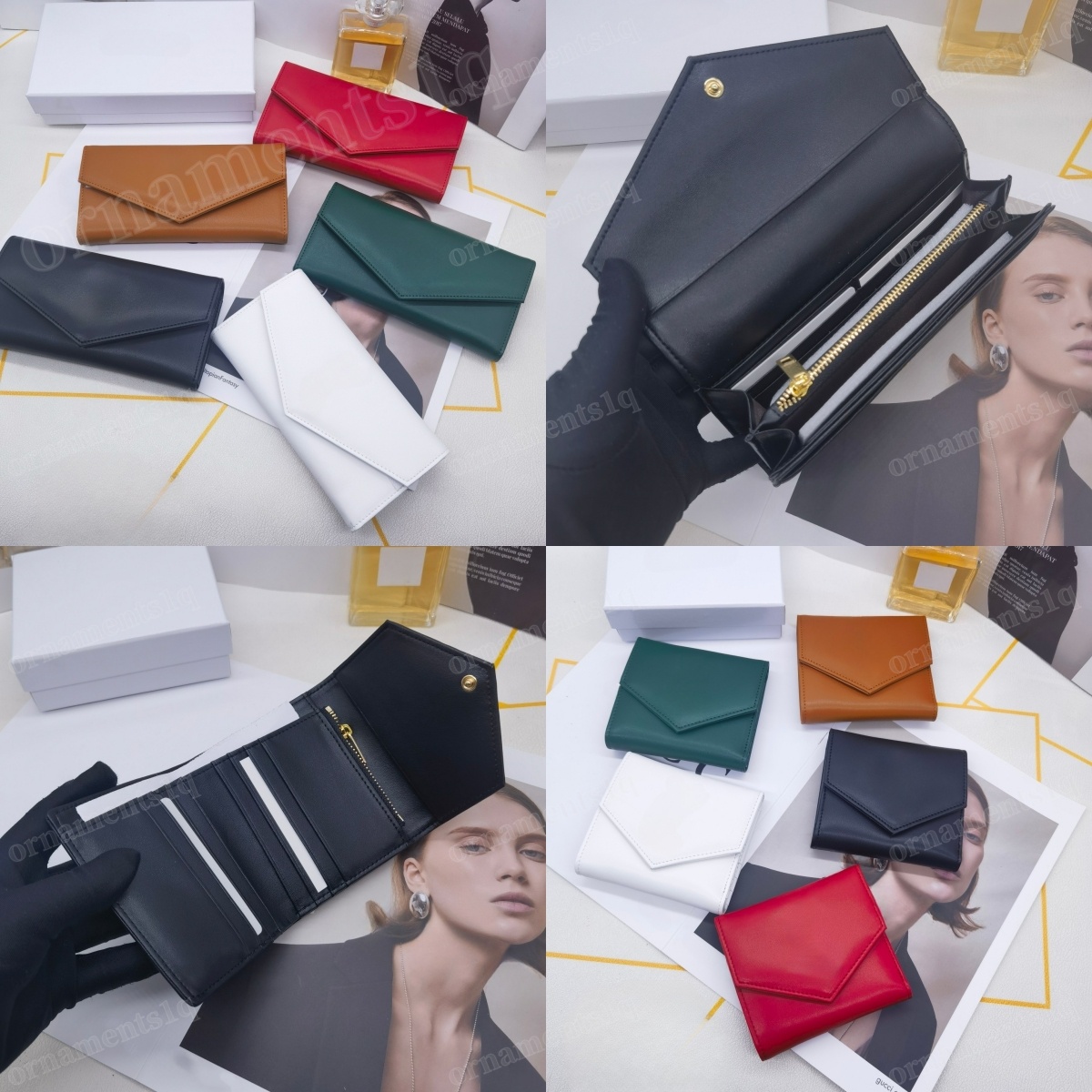 Designer leather wallet, short and long wallet, credit card holder, women's fashionable and simple wallet, high-quality box, casual letter wallet Luxury card holder