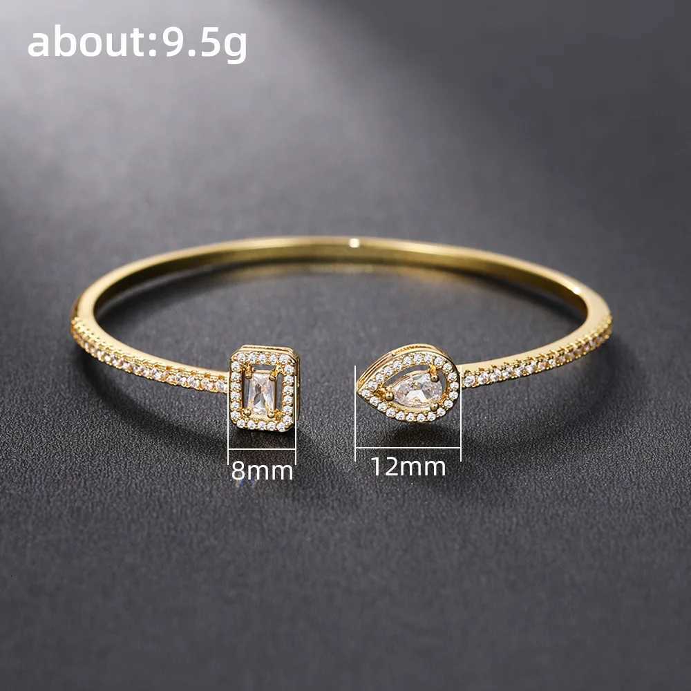 Hot Sale Vacuum Plating Golden Inlay Zircon Tide Bangle Fashion Womens High Quality Luxury Open Mouth Bracelet Couple JewerlyW251121
