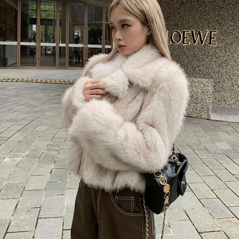 Lapel Women Winter CrossBorder Large Source EcoFriendly Short Fluffy Top Fox Fur Coat