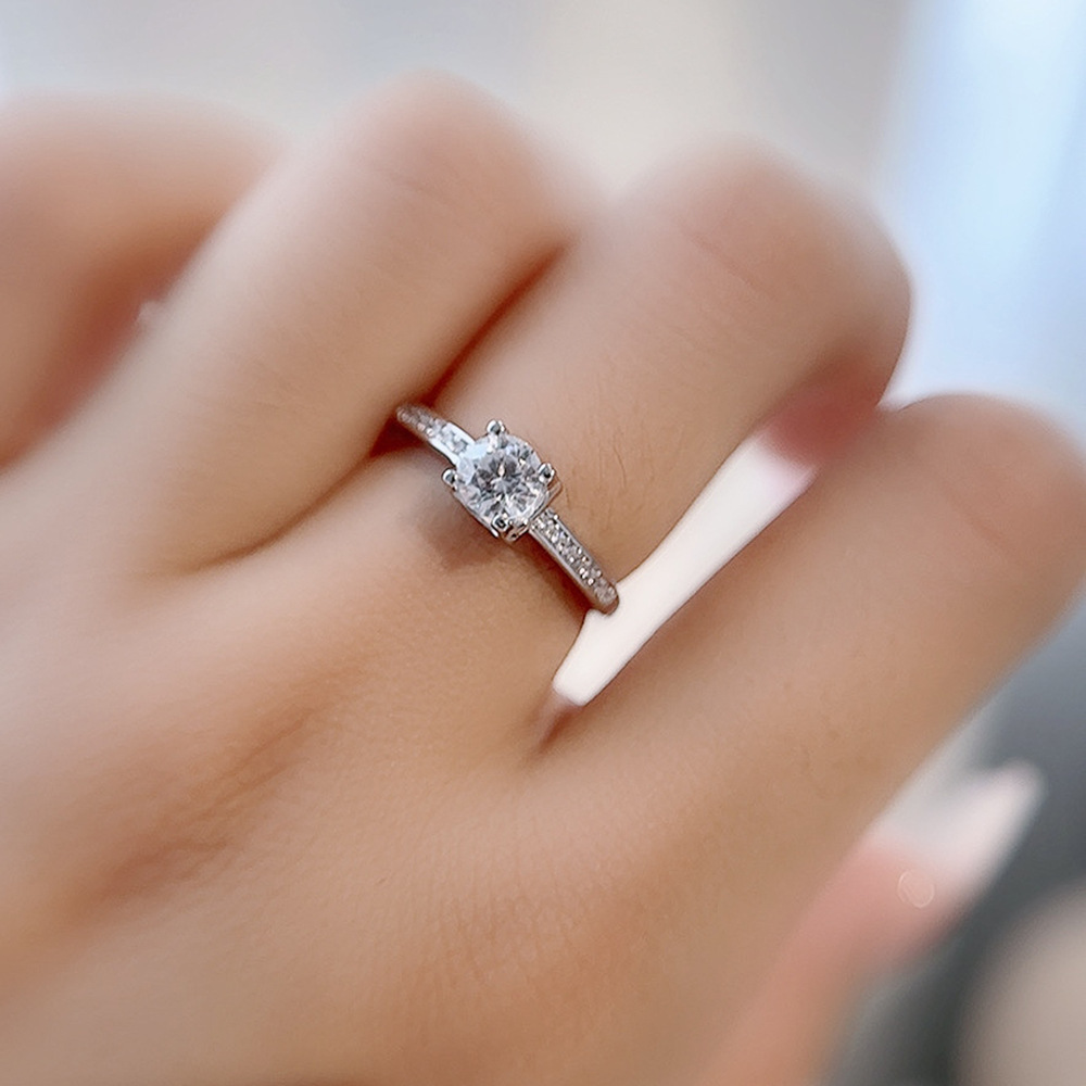 TaiYang 2025 New 0.5ct Moissanite Full Pave Eternity Ring for Women, Luxurious 925 Sterling Silver Wedding Engagement Diamond Ring with Moissanite Cer