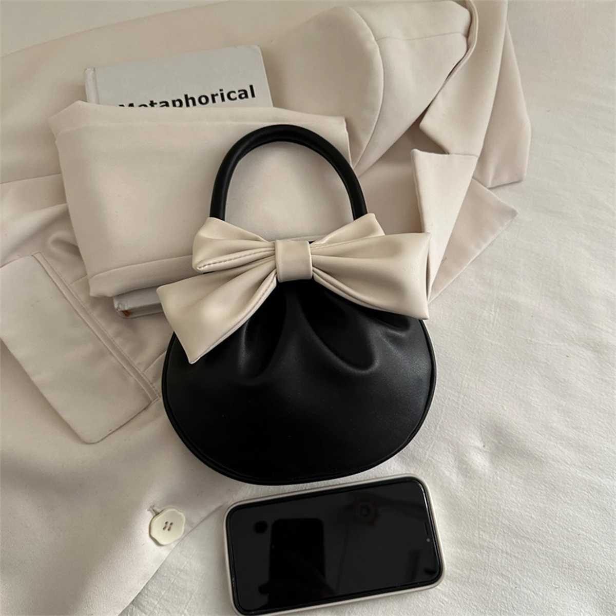 Wens Mini PU Cluh Bag - Lightweight Small Purse with Bow Detail Magnetic Closure for Daily Use Coin Purse Y251121