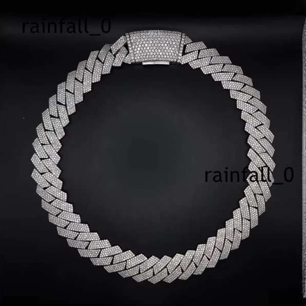20mm 4 Rows Clasp Moissanite Diamond Cuban Chain 925 Sterling Silver Iced Out Pendant Necklace VVS Moissanite Cuban Link Chain