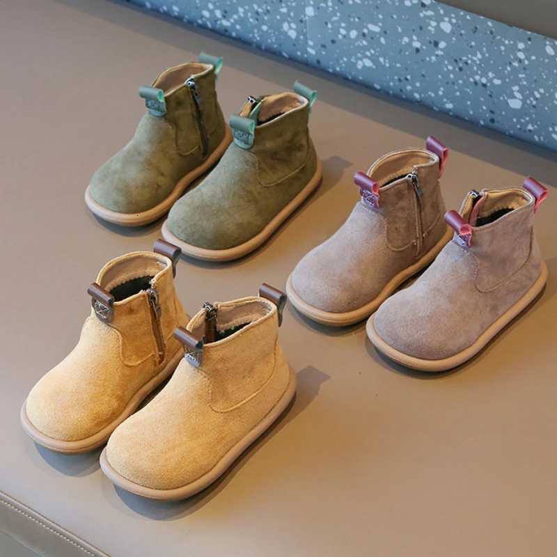 Autumn Winter Baby Boys Girls Boots Oxford Suede Children Casual Shoes Outdoor Anti-slip Infant Shoes Plush Kids Ankle BootsW251121
