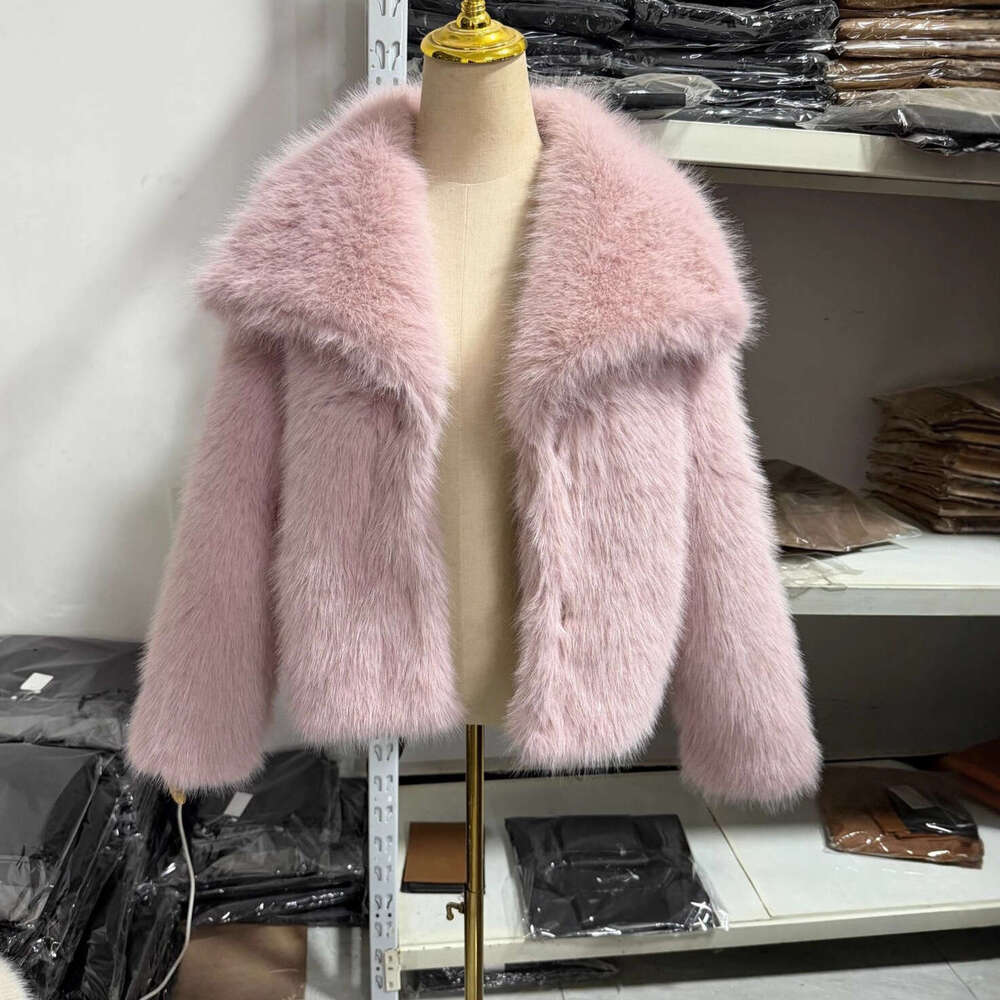 for Large Women Celebrity Internet Ins with Lapel Street Style Fluffy Fox Coat Versatile Ecofriendly Fur