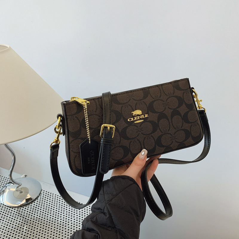 Designer bag free shipping 2025 new fashionable soft leather high-end texture printed small square bag chain bar single shoulder crossbody bag for wom
