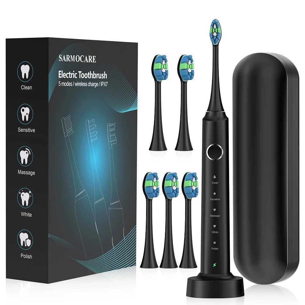 Sonic Electric Toothbrushes for Adults Smart TimerTeeth Whitening Toothbrush IPX7 Waterproof 6 Replaceable Heads Set C251121