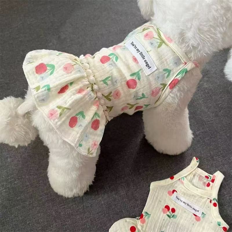 T0039Pet traction dog vest Teddy poodle cat small dog Schnauzer Yorkshire clothes summer thin section