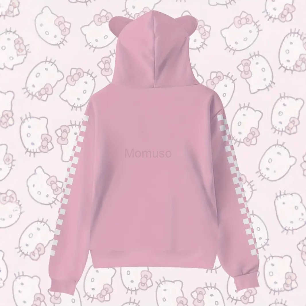 Sanrio 3D New Cat Ear Hooded Sweatshirt Hello Kitty Cinnamoroll Kuromi H2511211