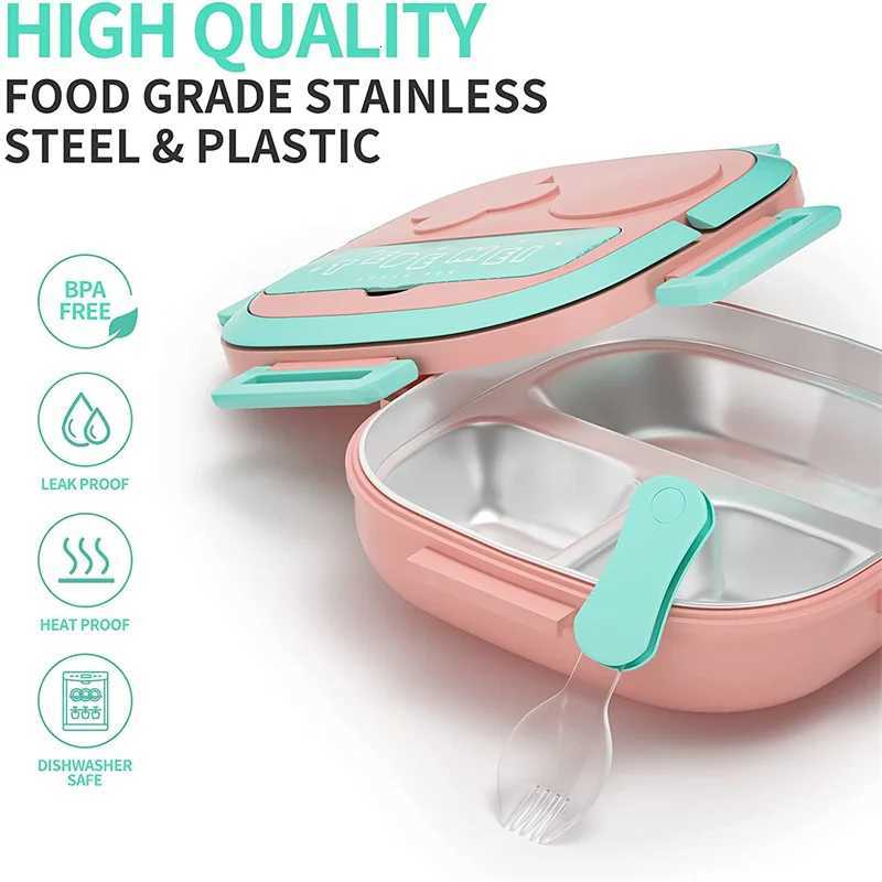 500ML Stainless Steel Bento Box Insulated Lunch Box For Kids Toddler Girls Metal Portion Sections Leakproof Lunch Container BoxM251121