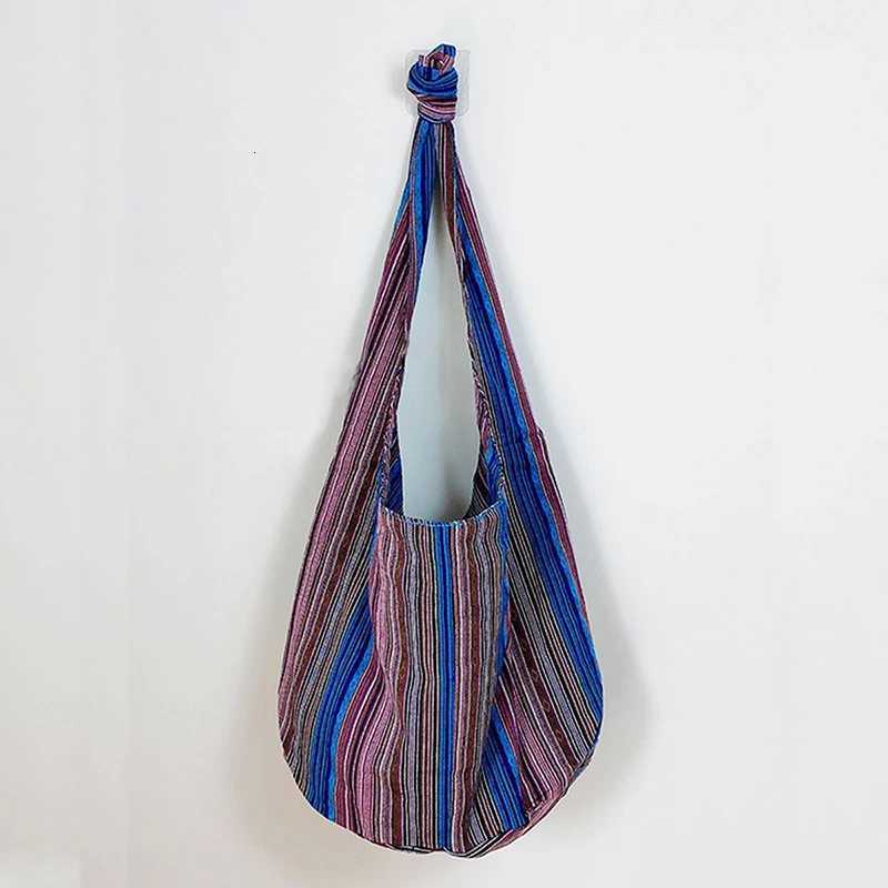 Contrast Color Printed Bohemian Ethnic Style Large Capacity Minimalist Womens Shoulder Crossbody Tote BagT251121