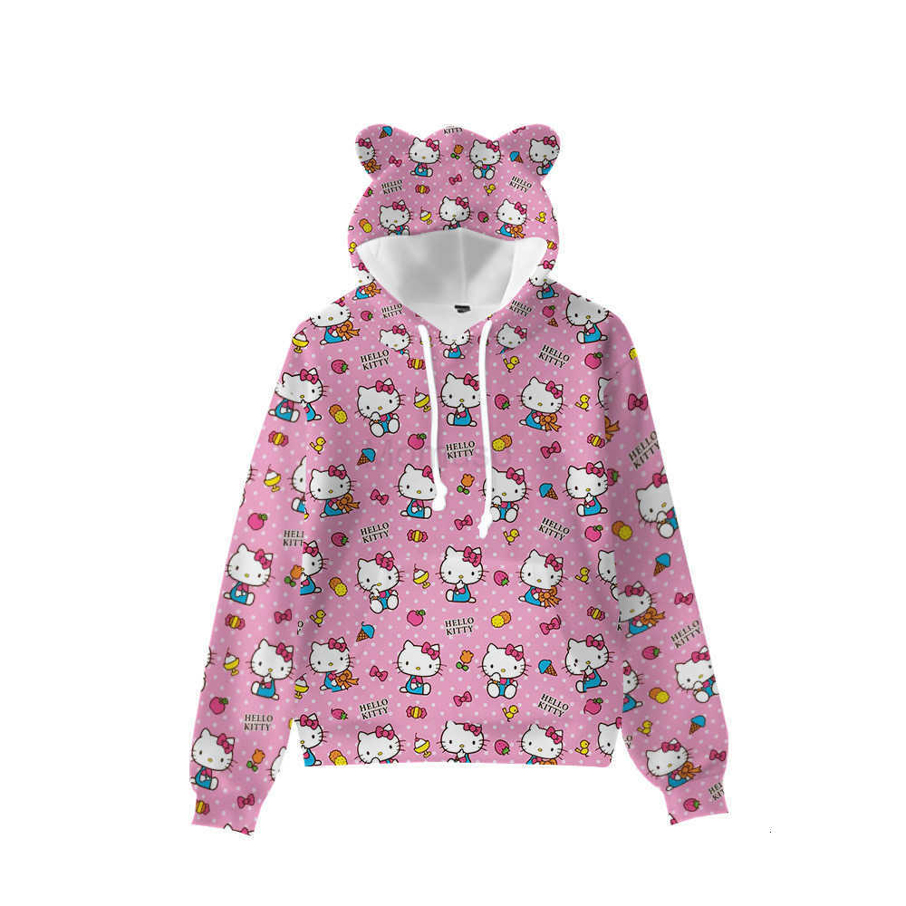 Sanrio 3D New Cat Ear Hooded Sweatshirt Hello Kitty Cinnamoroll Kuromi H251121