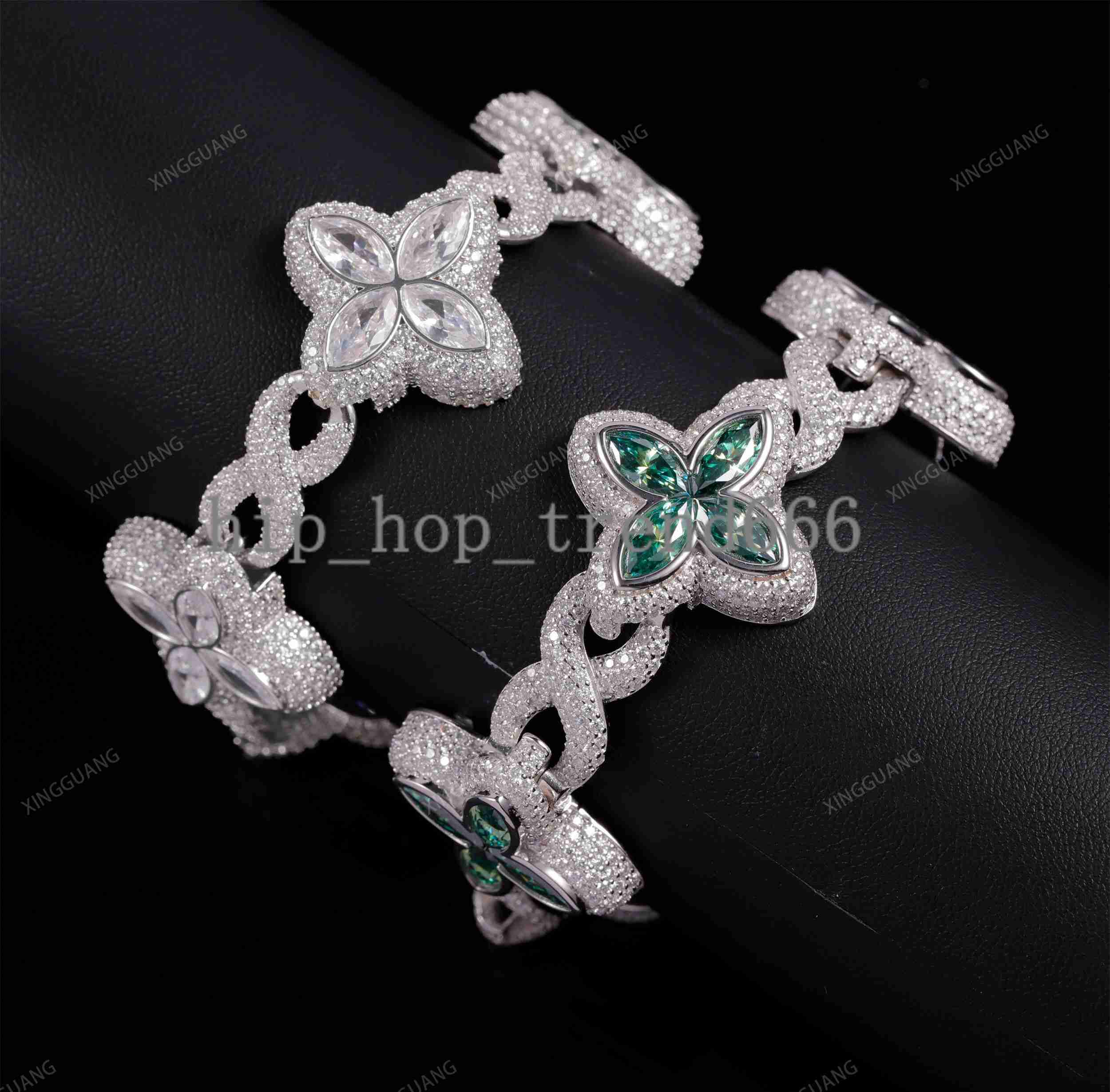 Green Marquise Moissanite Bracelets Iced Out Pass Diamond Tester 925 Silver Plated Gold Fine Jewelry Bracelets