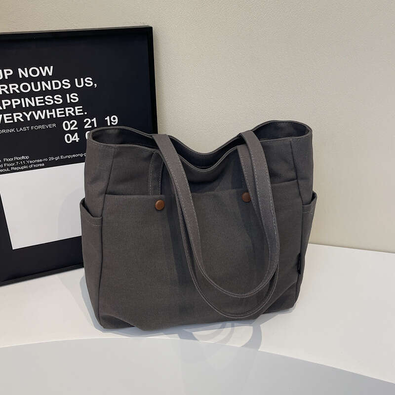 Canvas Bag Large Capacity Shopping Bag Canvas Large Capacity Women New Versatile Commuter Casual Student Class Shoulder Tote Bag