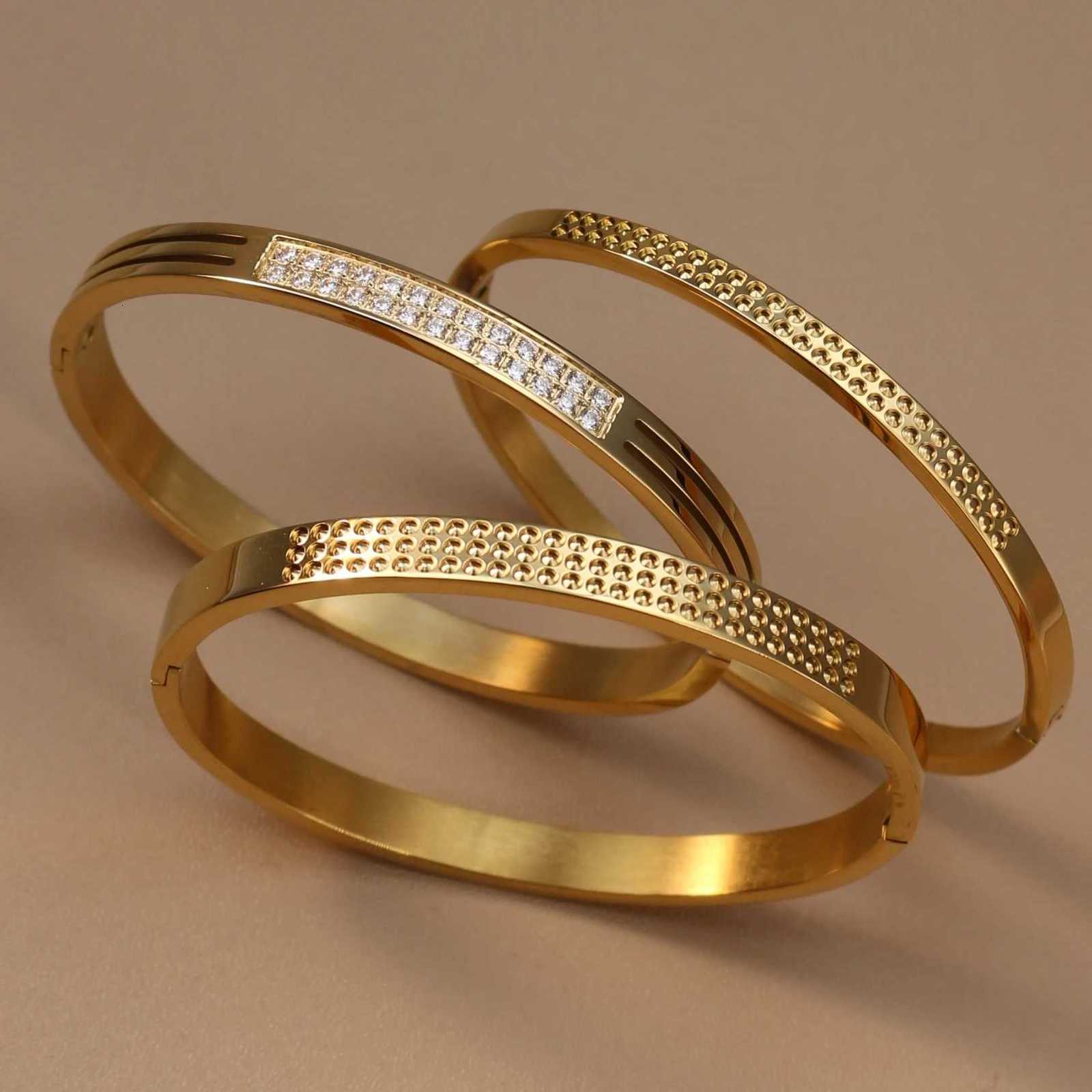 High Quality Stainless Steel 18 K Gold Plated Zircon Bracelet Womens Jewelry Party Wholesale Bangles GiftsW251121