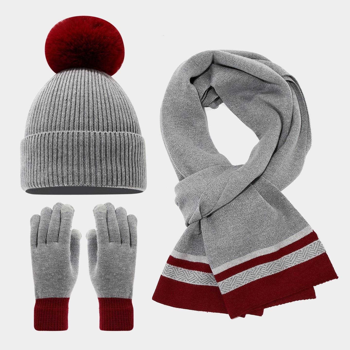 Autumn Winter designer scarf Women's Ear Protection Pom Pom Knitted Hat Scarf Gloves Cold Protection Set Outdoor Skiing Warm Three-Piece Set Tren
