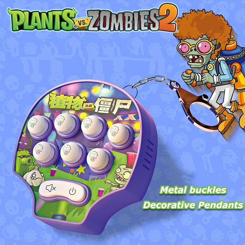 Plants vs Zombies 2 Mini Handheld Electronic Game Console Whack-a-mole Machine Decompression Toys Keychain Pendant Kid Toys