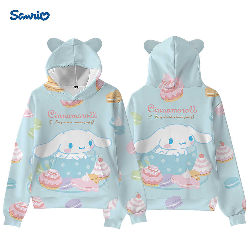 Sanrio 3D New Big-Eared Dog Cinnamoroll Cat Ear Hoodie Digital Print Hooded Sweatshirt for Adults and Children H251121