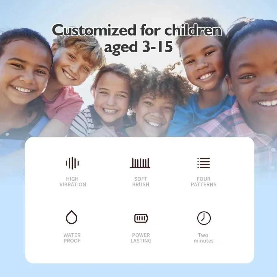 Cartoon Kids Sonic Electric Toothbrush USB Rechargeable Ultrasonic Clean Tech with Replacement Brush Heads Child Dental Care C251121