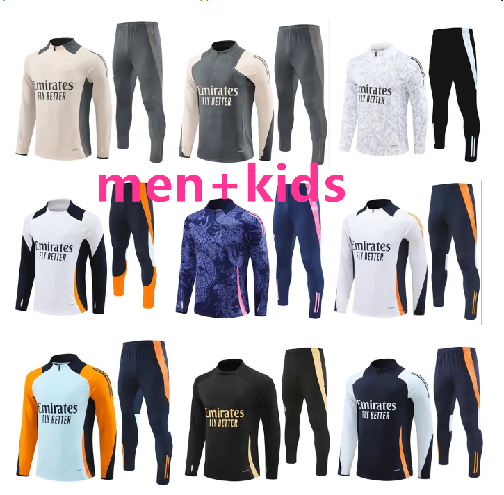 2025 26 soccer tracksuit Madrids training suit Men and kids 23 24 Mbappe BELLINGHAM VINI JR football tracksuit Survetement Foot chandal