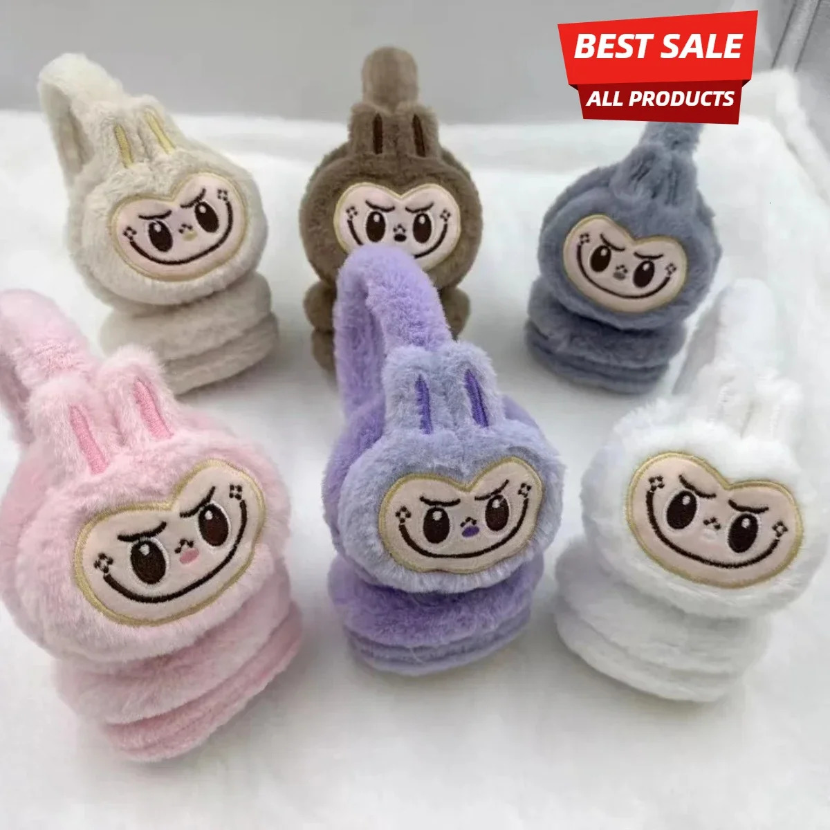 1 Labubu Rabbit Plush Earcup Cute Girl Warm Retractable Antifreeze Student Adult Children Can Use 250421