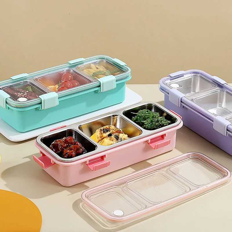 2/3 Compartment Lunch Box Stainless Steel Bento Box with Soup Bowl Portable Childrens Snack Box Food Storage ContainerM251121