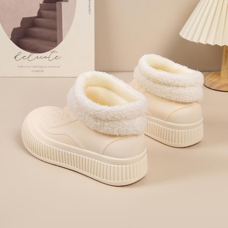 womens fashion rain boots womens thicksole heightboosting shoes womens versatile campingstyle winter boots fleecelined warm casual waterproof shoes