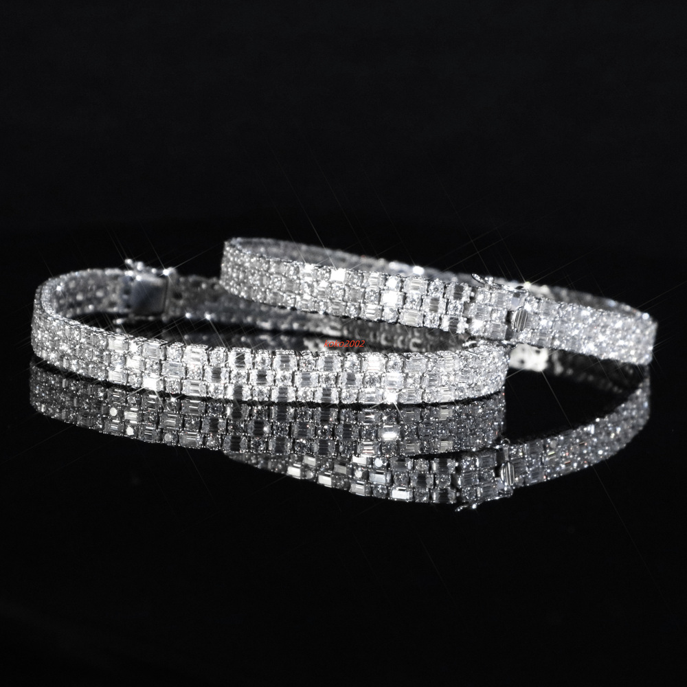 Moissanite Bracelet Two Style Emerald Cut Mix Stone VVS Iced Out Men Women 925 Silver Tennis Bracelet