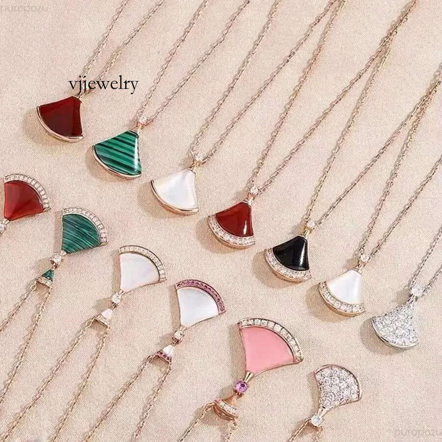 necklaces designer jewelry fan shape divas dream necklace red green chalcedony gold rose platinum chains for women trendy Wedding diamonds multiple colors