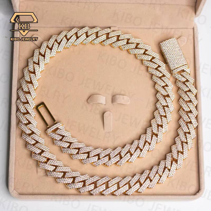 Real Pure 10K 14K Solid Gold Cuban Link Chain for Mens Hip Hop Iced Out Moissanite Cuban Link Necklace Miami Chains