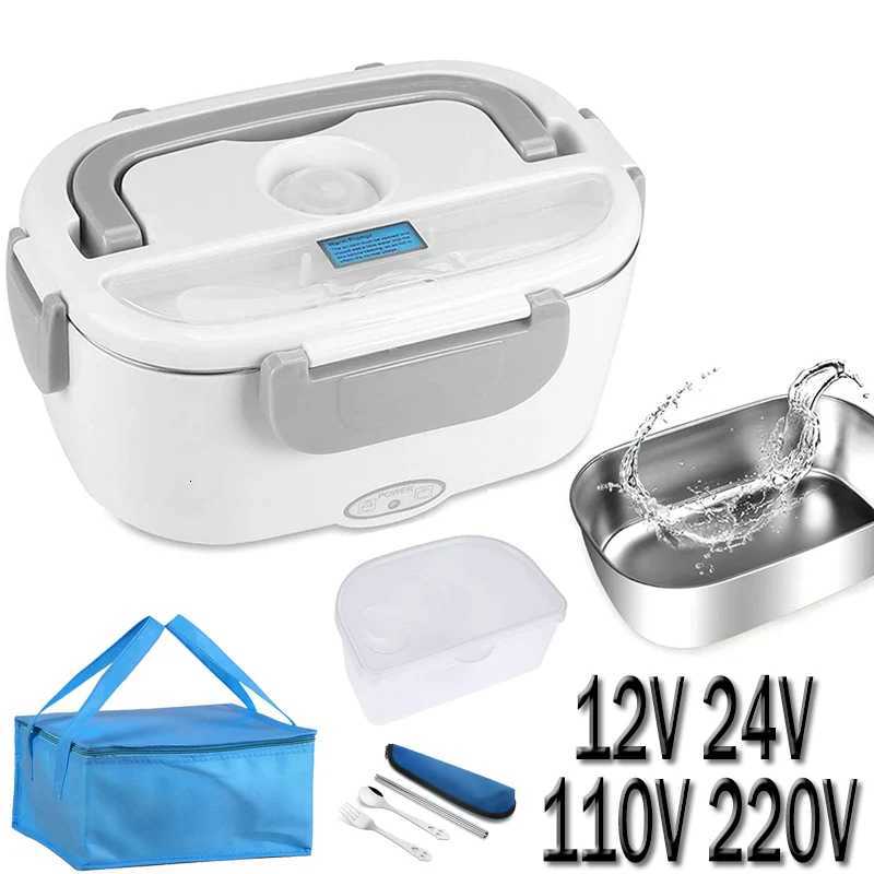 Stainless Steel Electric Heating Lunch Box 12V 24V 110V 220V Car US EU Plug School Picnic Portable Food Warmer Container HeaterM251121