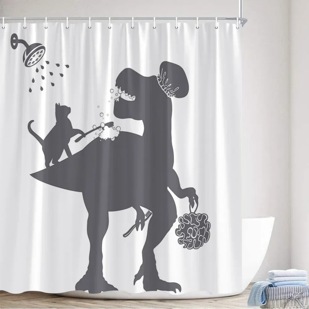 YL-37768 Shower Curtain with Funny Cat Design, Bathroom Decoration, Waterproof, Digital Print, Toilet Moisture-proof Partition Curtain