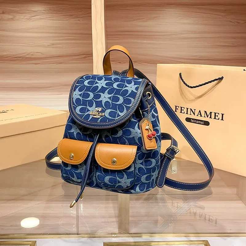 Ladies backpacks light luxury retro denim canvas bags fashionable 2025 new models high-end commuting large-capacity backpacW251121