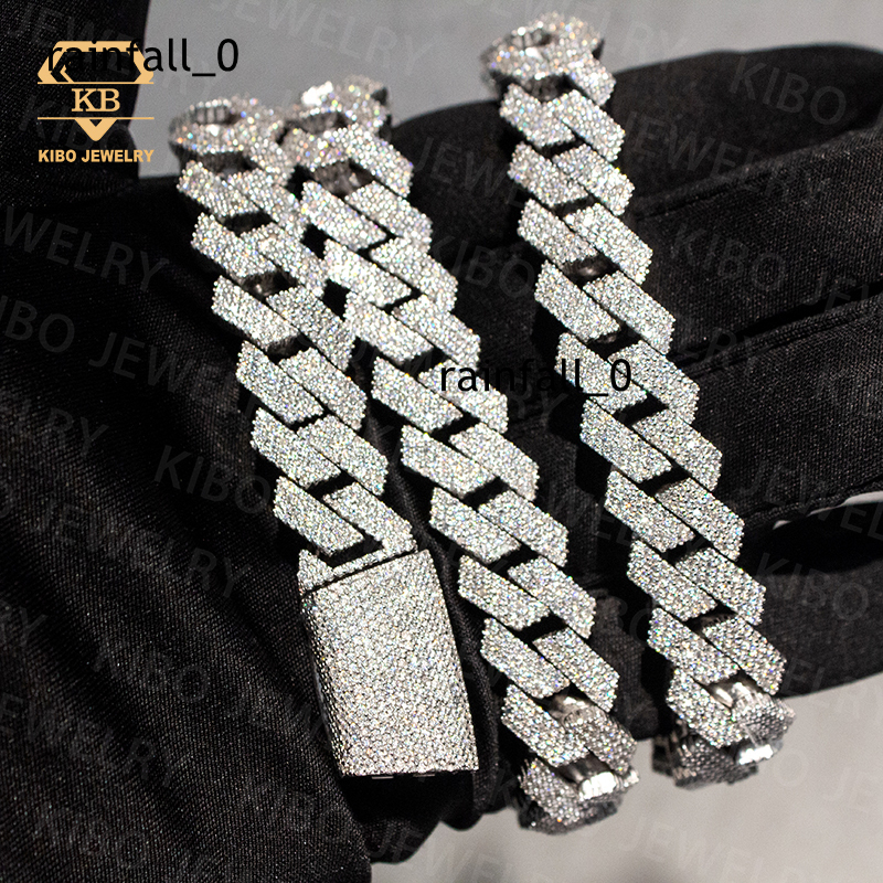 Hip Hop Chain 8mm-20mm GRA Certificate VVS Moissanite Diamond 925 Silver Cuban Link Chain for Hip Hop Jewelry