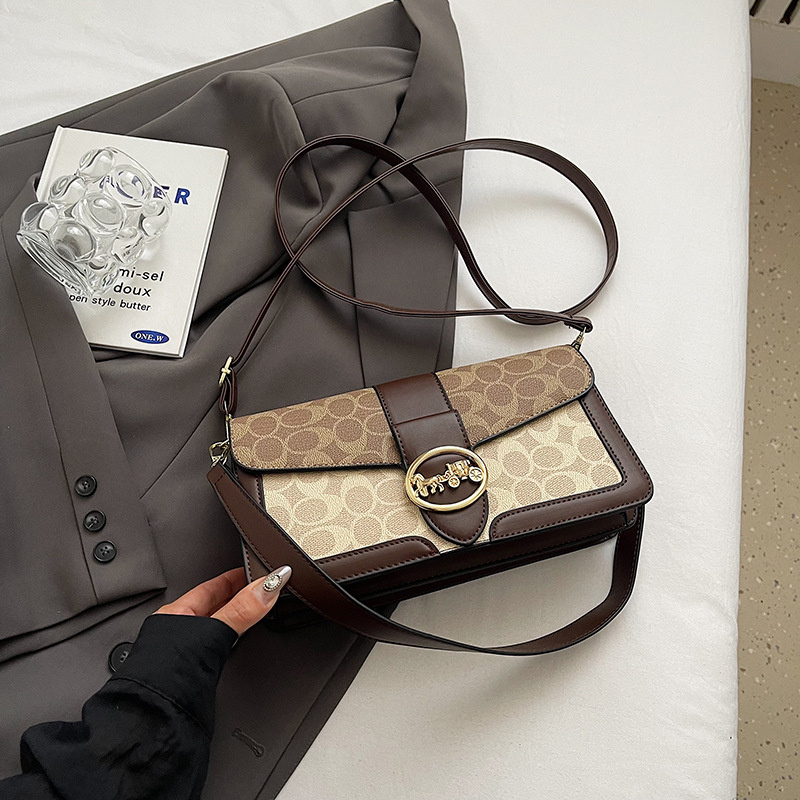 Designer bag free shipping 2025 new fashionable high-end texture printed shoulder crossbody bag armpit bag for womens
