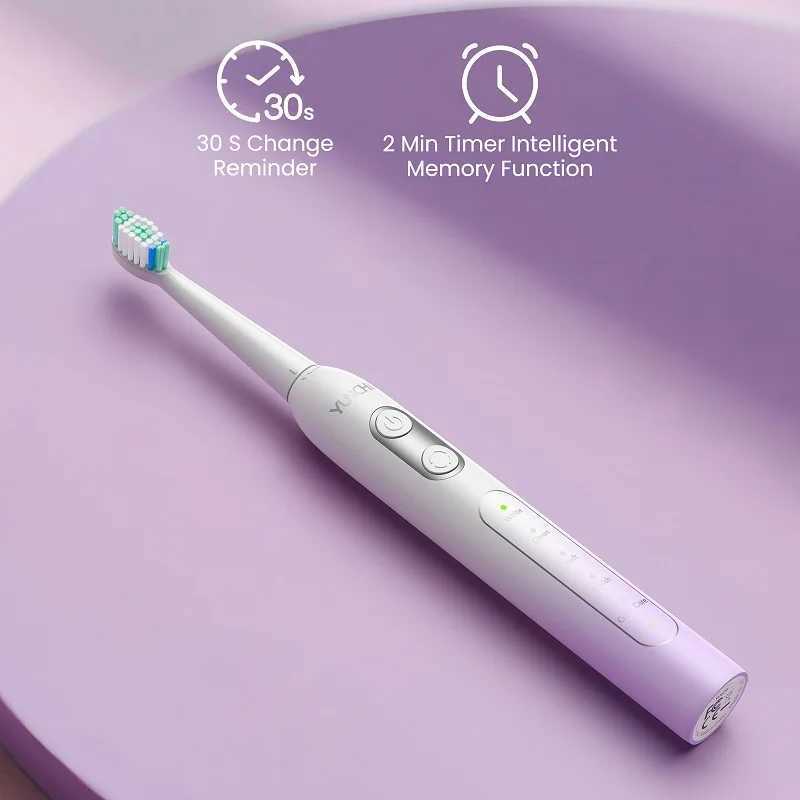 YUNCHI Sonic Electric Toothbrush C2 Adult Toothbrush Rechargeable 2 Minutes Smart Timer 5 Modes with 8 Replacement Brush Heads C251121