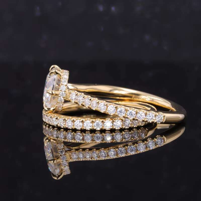 Designer ring Mossanite Jewelry 14k Solid Gold Eternity Band Engagement Wedding Rings Set