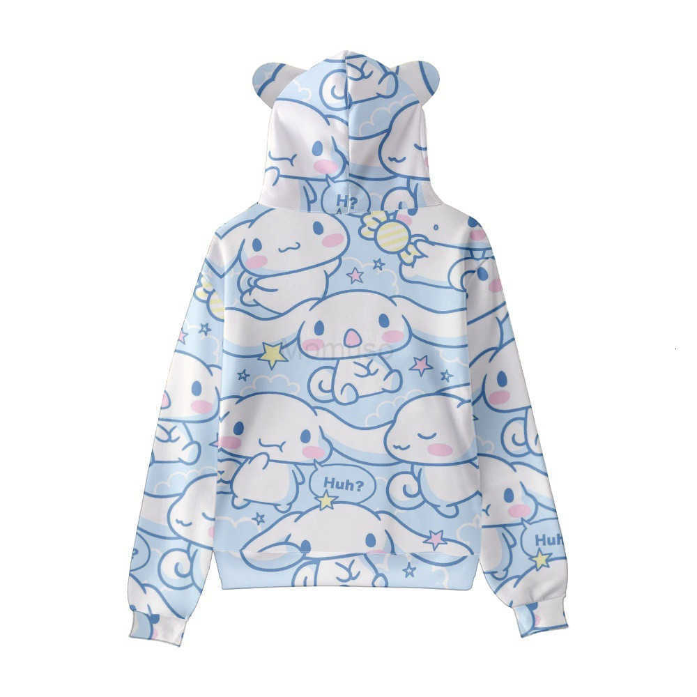 Sanrio New Anime Cinnamoroll Big-Eared Dog Cinnamoroll Element Print Cat Ear Hooded Sweatshirt H251121